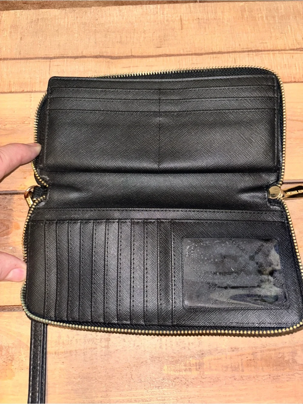 Michael Kors Black Pebbled Leather Continental Zip-Around Wlet